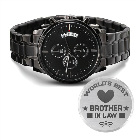 World's Best Brother-in-law | Engraved Design Black Chronograph Watch