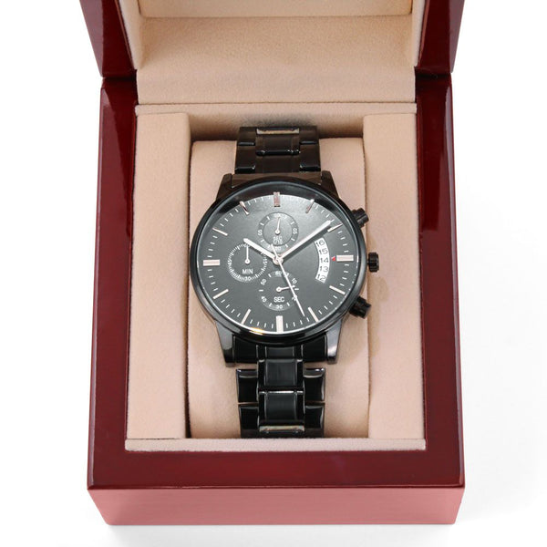 Dad You Are My World | Happy Father's Day | Engraved Design Black Chronograph Watch