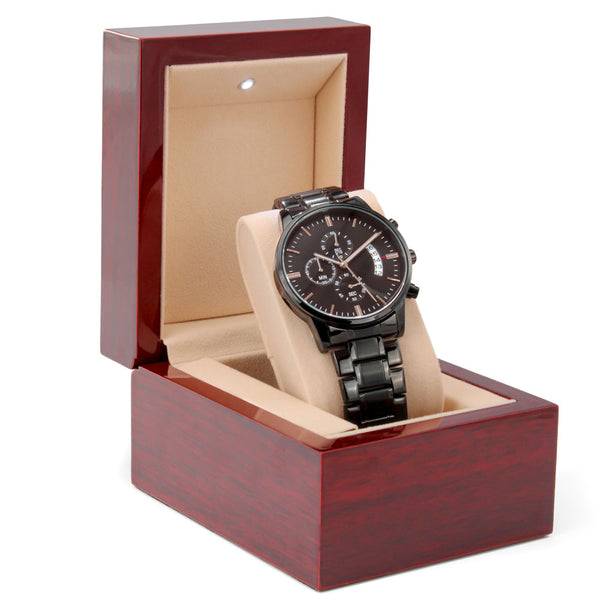 Dad You Are My World | Happy Father's Day | Engraved Design Black Chronograph Watch