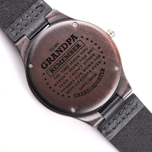 To My Grandpa | From Granddaughter | Engraved Wooden Watch