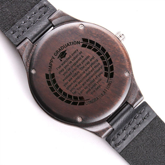 Happy Graduation | Congratulations | Engraved Wooden Watch
