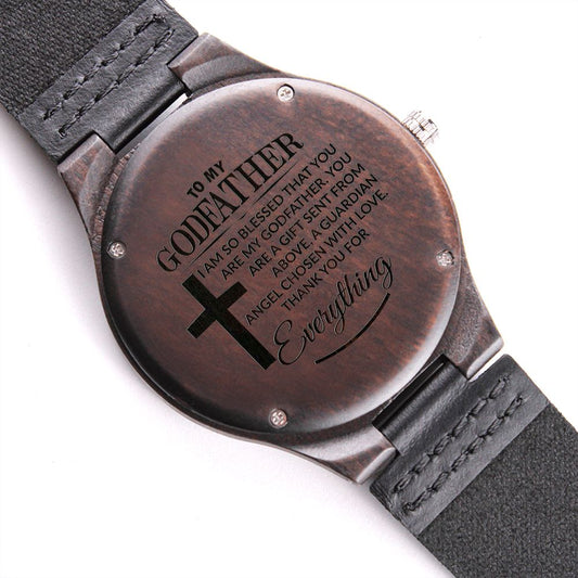 To My Godfather | Thank You | Engraved Wooden Watch