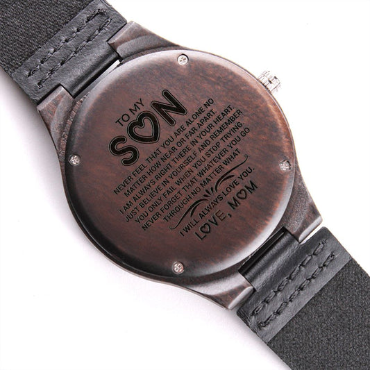 To My Son | I Will Always Love You | From Mom | Engraved Wooden Watch