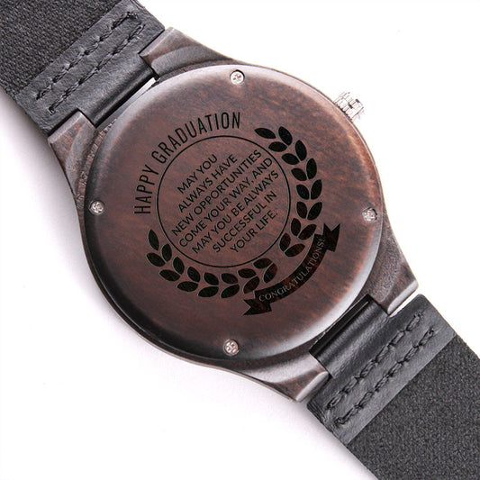 Happy Graduation | Engraved Wooden Watch