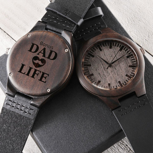 Bonus Dad Life | Engraved Wooden Watch