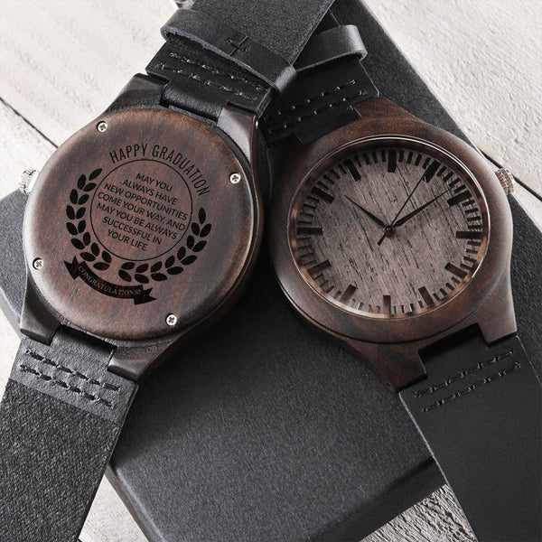 Happy Graduation | Engraved Wooden Watch