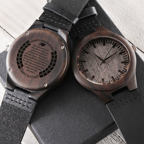 Happy Graduation | Congratulations | Engraved Wooden Watch