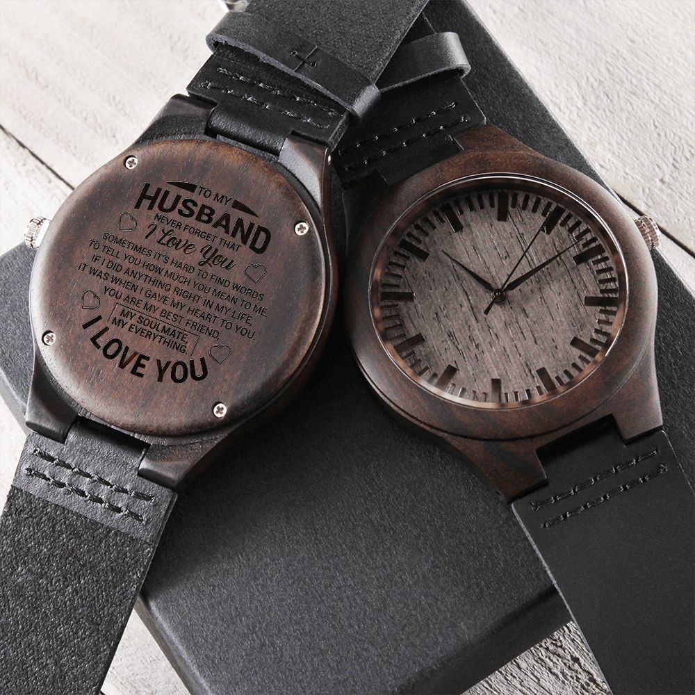 To My Husband | Your My Soulmate | Engraved Wooden Watch