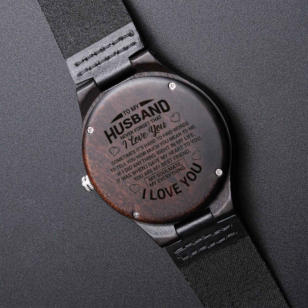 To My Husband | Your My Soulmate | Engraved Wooden Watch