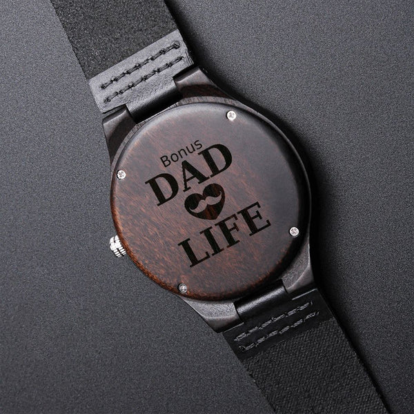 Bonus Dad Life | Engraved Wooden Watch