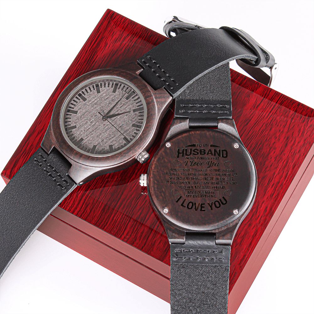 To My Husband | Your My Soulmate | Engraved Wooden Watch