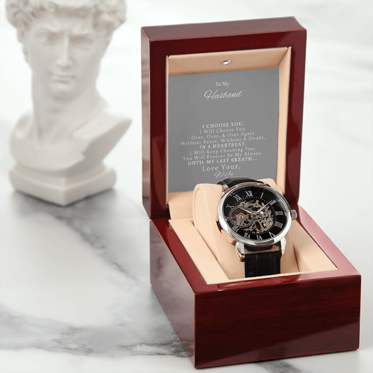 To My Husband Men's Openwork Watch