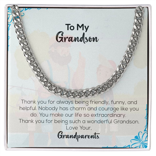 To My Grandson | Love Your Grandparents | Cuban Link Chain