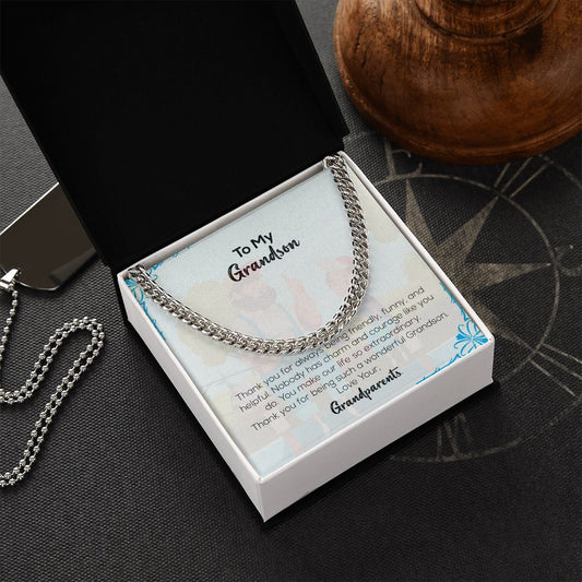 To My Grandson | Love Your Grandparents | Cuban Link Chain