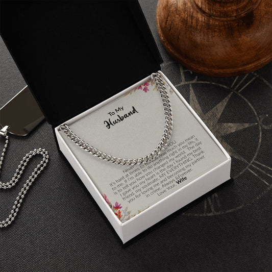 To My Husband | Always & Forever Love Your Wife | Cuban Link Chain