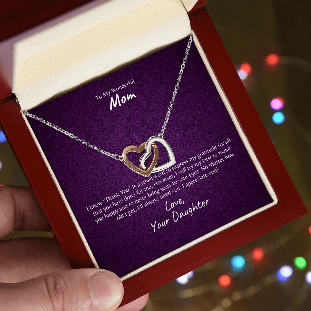 To My Wonderful Mother | Thank You | Interlocking Hearts