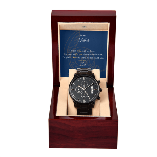 To My Father Black Chronograph Watch