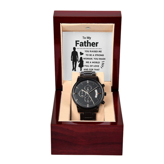 To My Father Black Chronograph Watch