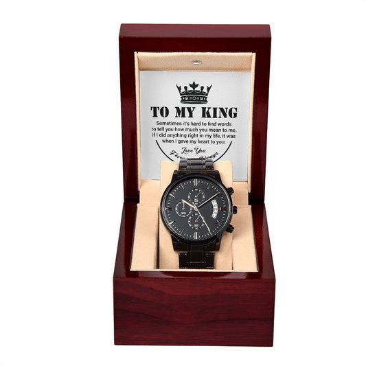 To My King Black Chronograph Watch