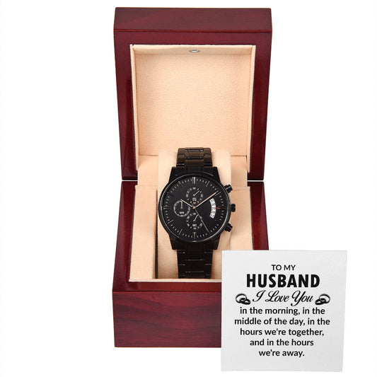 To My Husband Black Chronograph Watch