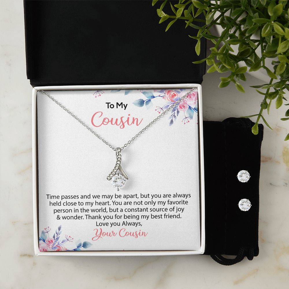 To My Cousin | Love Always Your Cousin | Alluring Beauty Necklace and Cubic Zirconia Earring Set