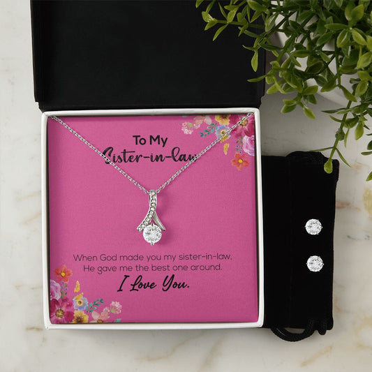 To My Sister-In-Law | I Love You | Alluring Beauty Necklace and Cubic Zirconia Earring Set