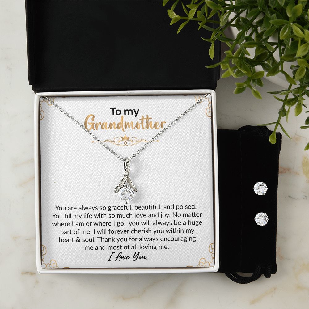 To My Grandmother | I Love You | Alluring Beauty Necklace and Cubic Zirconia Earring Set