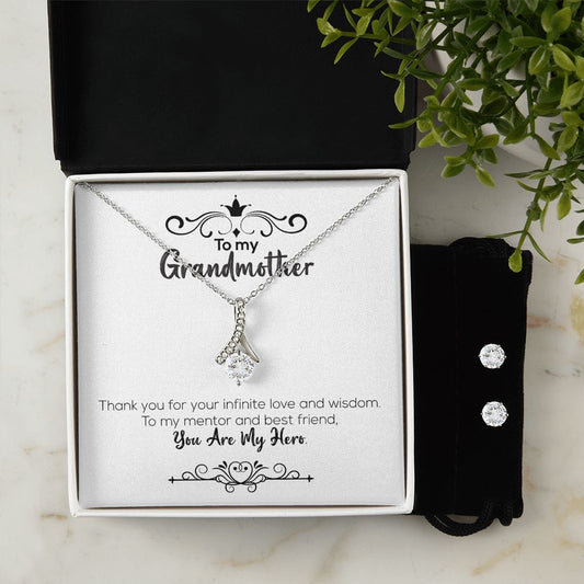 To My Grandmother | You Are My Hero | Alluring Beauty Necklace and Cubic Zirconia Earring Set