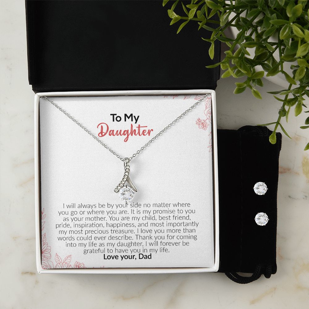 To My Daughter | Love Your Dad | Alluring Beauty Necklace and Cubic Zirconia Earring Set