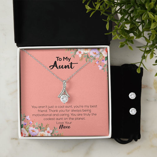 To My Aunt | Love Your Niece | Alluring Beauty Necklace and Cubic Zirconia Earring Set