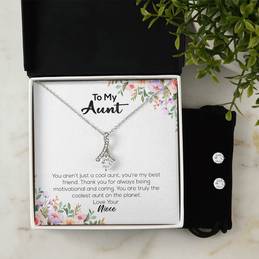 To My Aunt | Love Your Niece | Alluring Beauty Necklace and Cubic Zirconia Earring Set