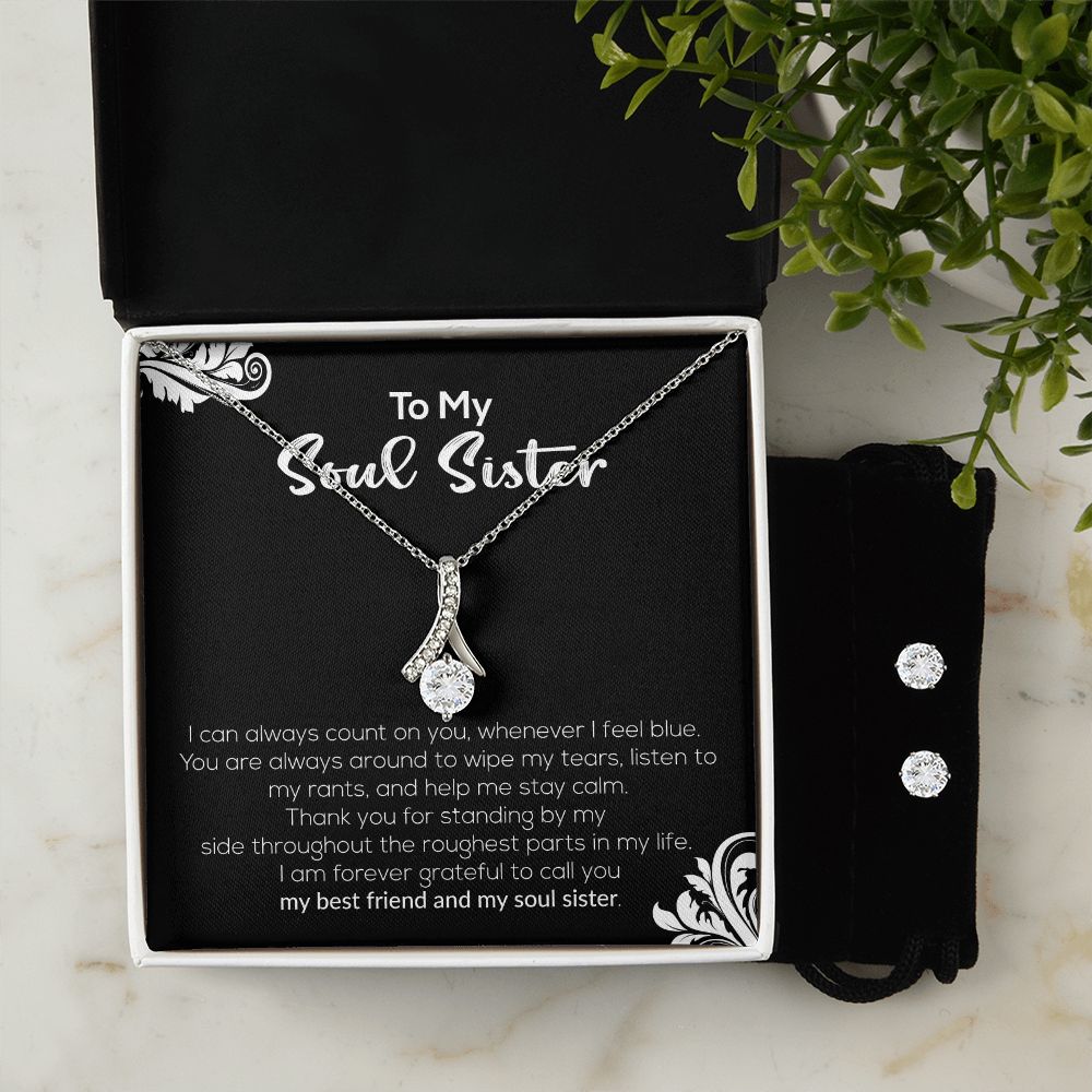 To My Soul Sister | My Best Friend & My Soul Sister | Alluring Beauty Necklace and Cubic Zirconia Earring Set