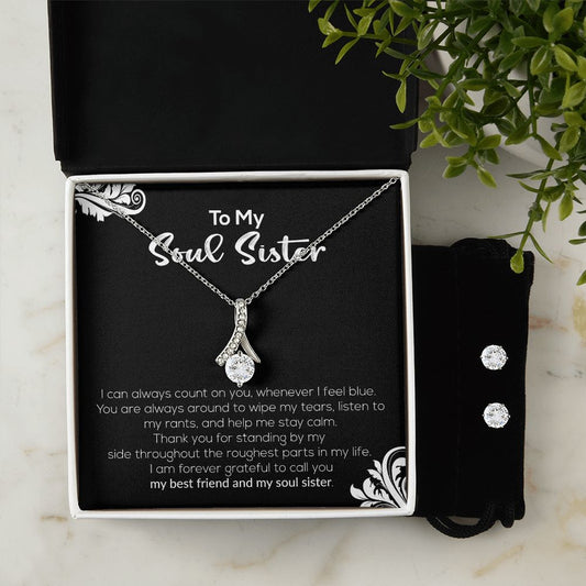 To My Soul Sister | My Best Friend & My Soul Sister | Alluring Beauty Necklace and Cubic Zirconia Earring Set