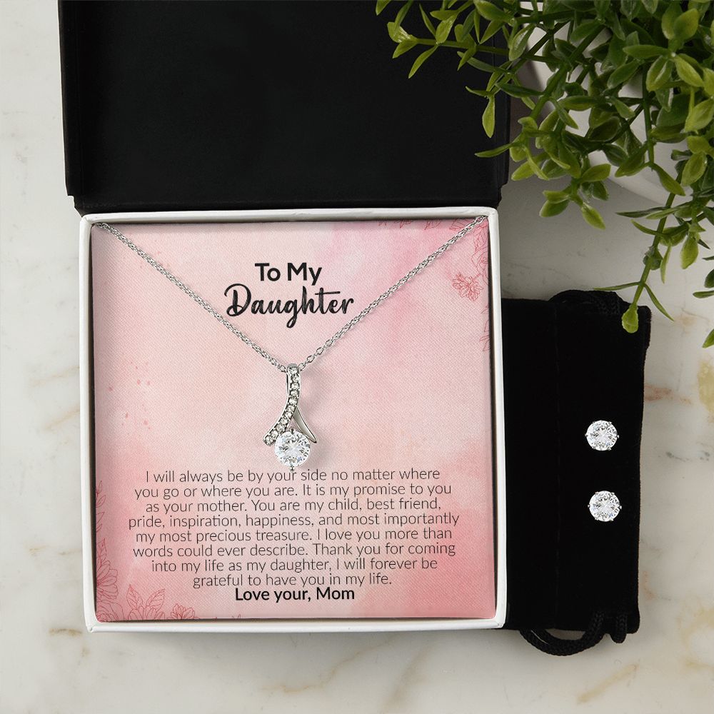 To My Daughter | Love Your Mom | Alluring Beauty Necklace and Cubic Zirconia Earring Set