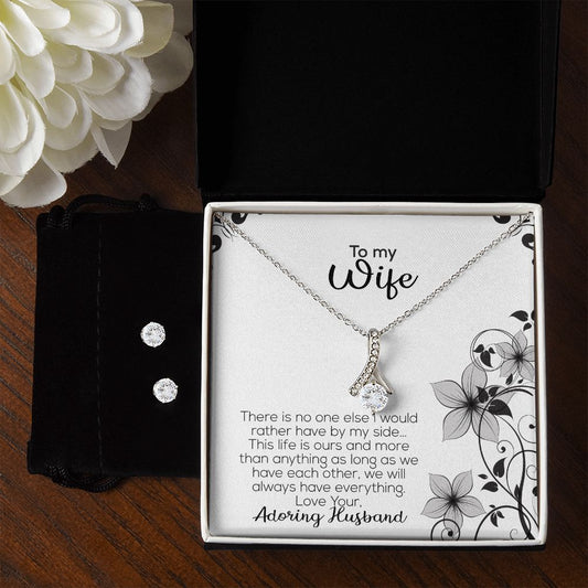 To My Wife | Adoring Husband | Alluring Beauty Necklace and Cubic Zirconia Earring Set