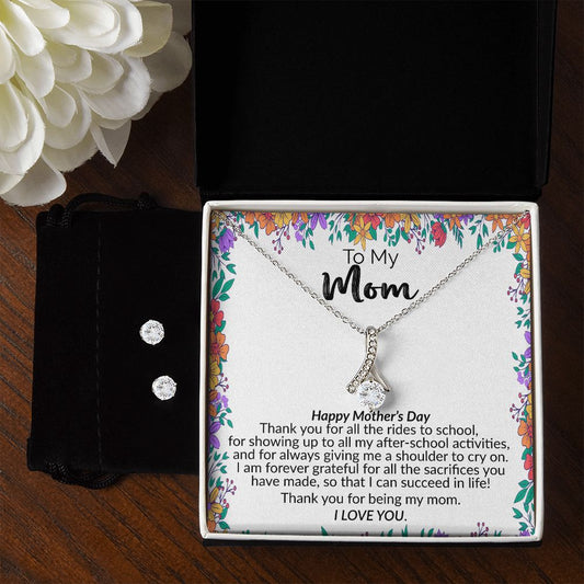 To My Mom | Happy Mother's Day | Alluring Beauty Necklace and Cubic Zirconia Earring Set