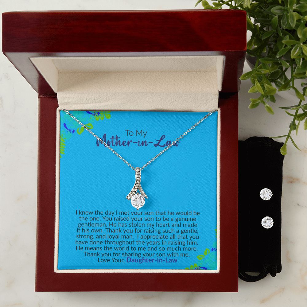 To My Mother-In-Law | Love Your Daughter-In-Law | Alluring Beauty Necklace and Cubic Zirconia Earring Set