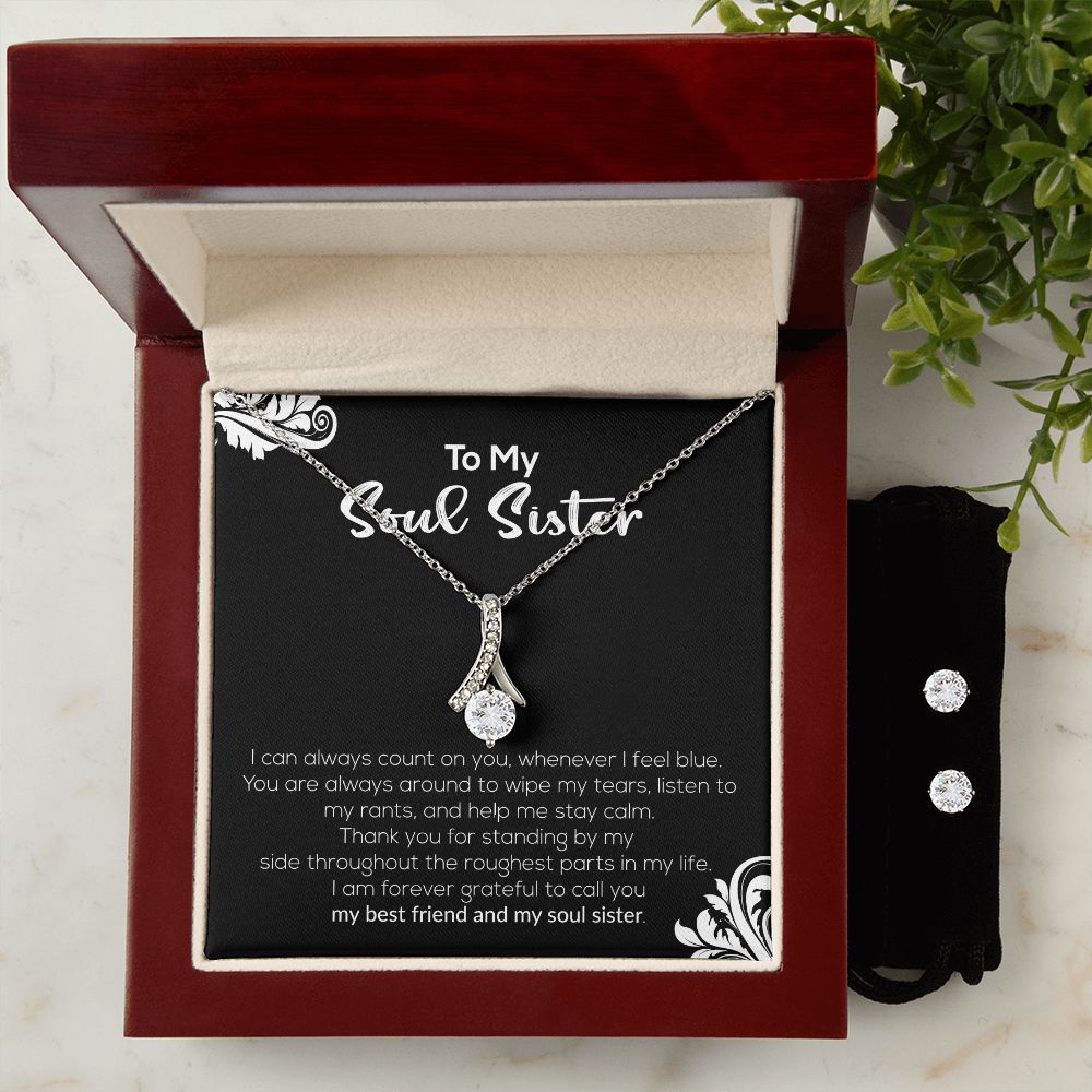 To My Soul Sister | My Best Friend & My Soul Sister | Alluring Beauty Necklace and Cubic Zirconia Earring Set