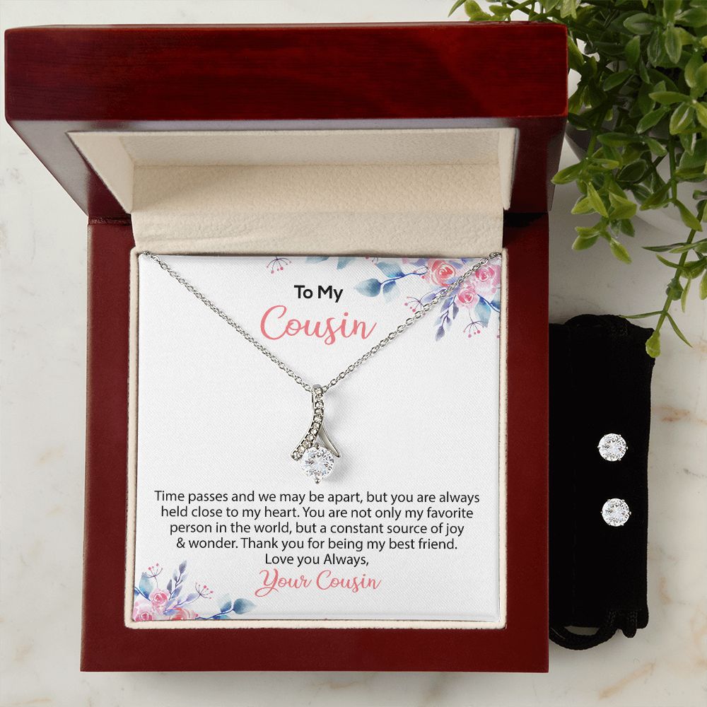 To My Cousin | Love Always Your Cousin | Alluring Beauty Necklace and Cubic Zirconia Earring Set