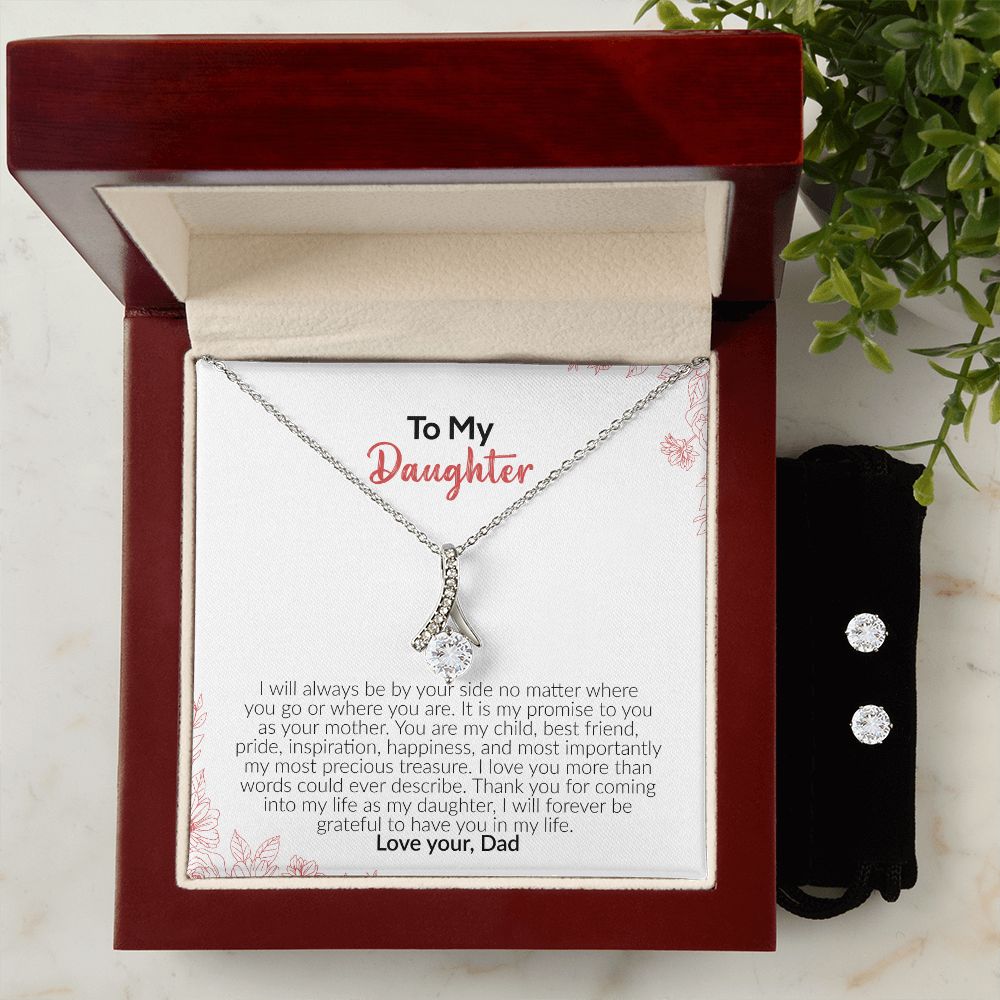 To My Daughter | Love Your Dad | Alluring Beauty Necklace and Cubic Zirconia Earring Set