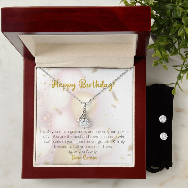 Happy Birthday | Love Your Cousin | Alluring Beauty Necklace and Cubic Zirconia Earring Set