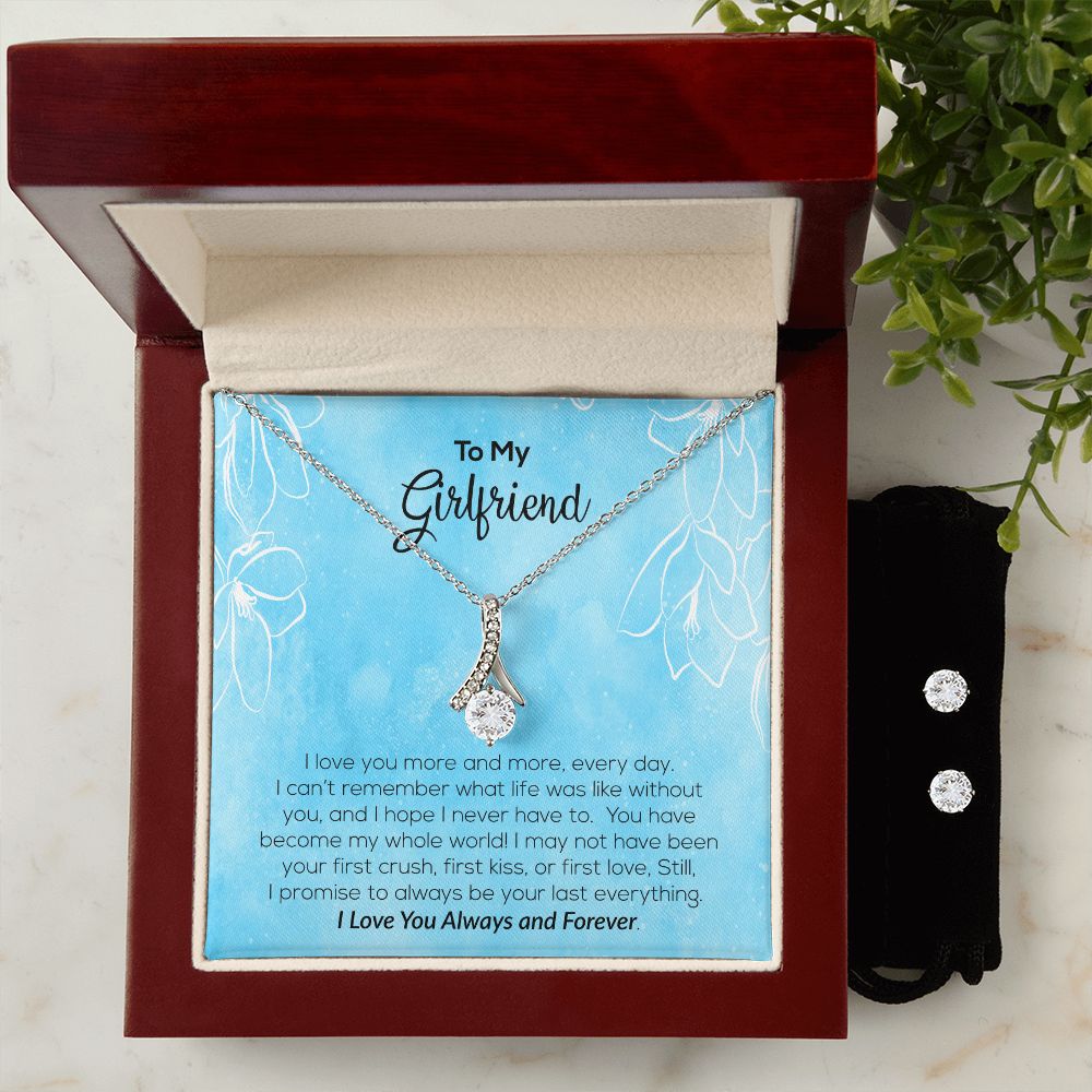 To My Girlfriend | I Love You Always & Forever | Alluring Beauty Necklace and Cubic Zirconia Earring Set