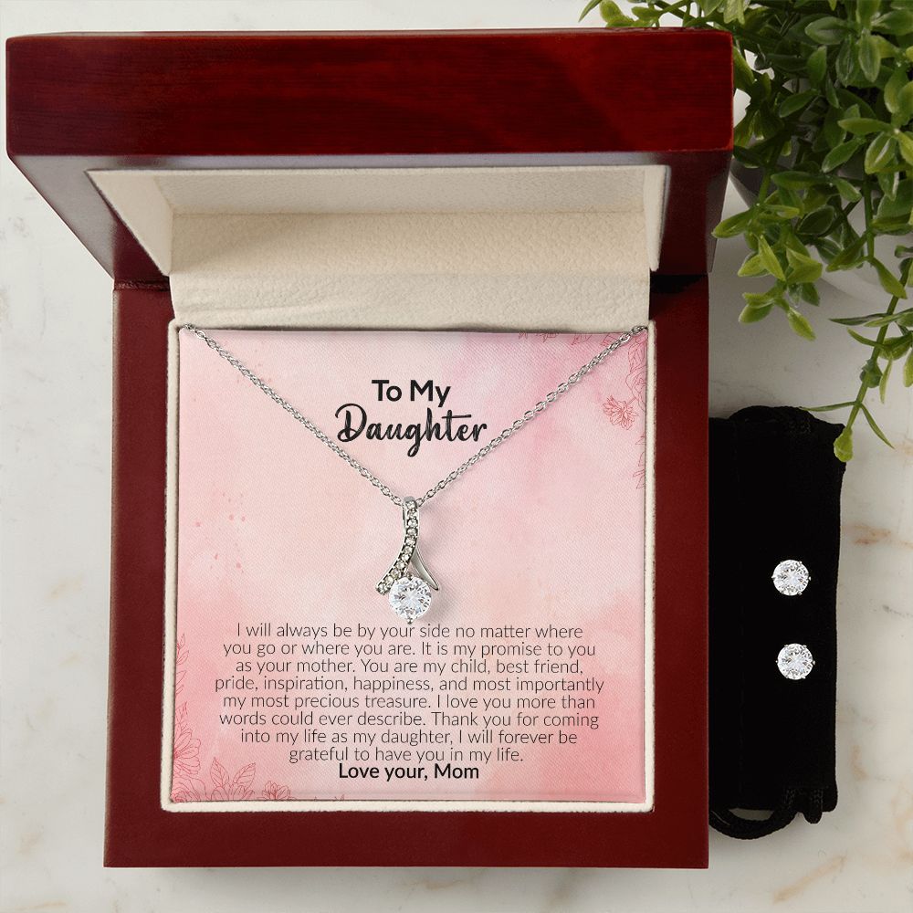 To My Daughter | Love Your Mom | Alluring Beauty Necklace and Cubic Zirconia Earring Set