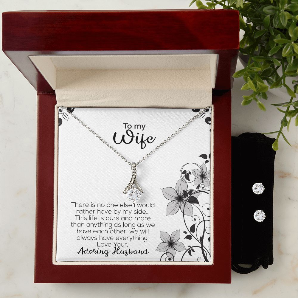 To My Wife | Adoring Husband | Alluring Beauty Necklace and Cubic Zirconia Earring Set