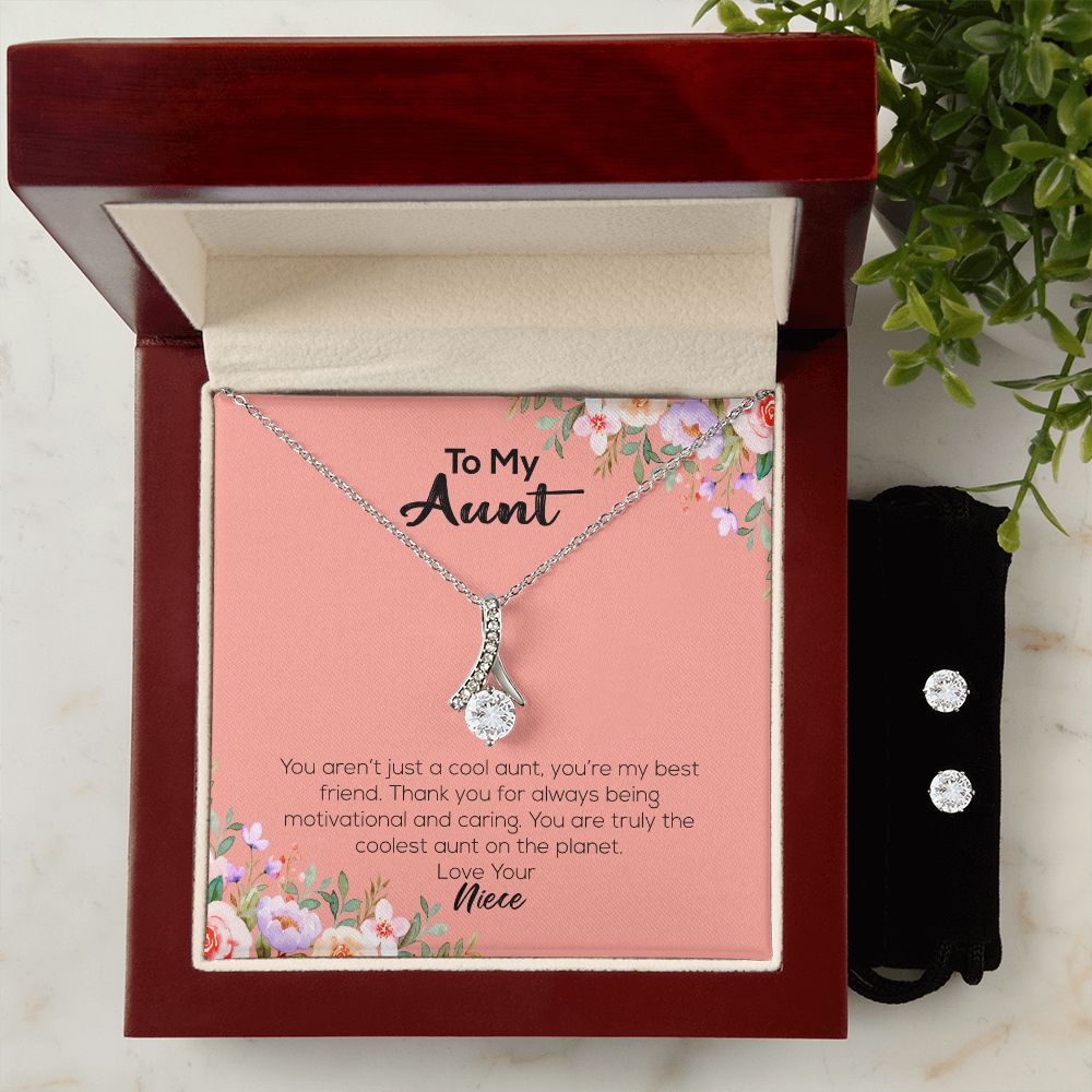 To My Aunt | Love Your Niece | Alluring Beauty Necklace and Cubic Zirconia Earring Set