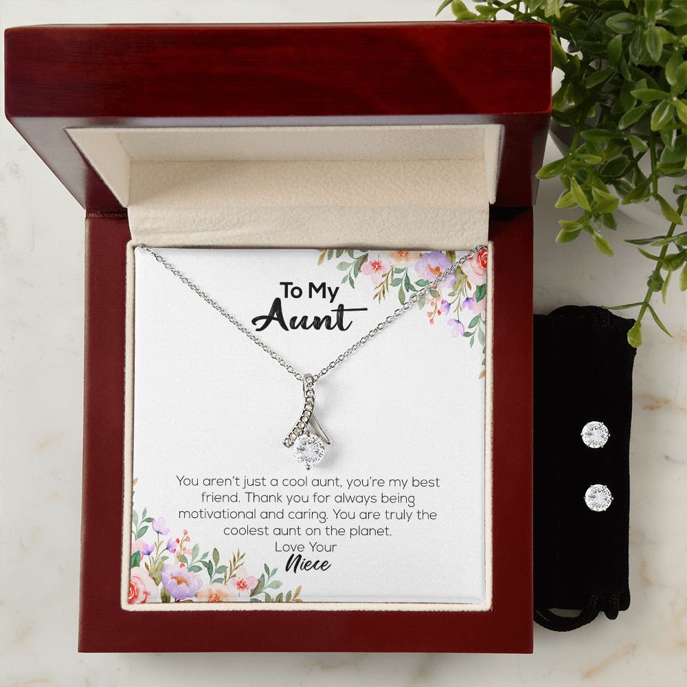 To My Aunt | Love Your Niece | Alluring Beauty Necklace and Cubic Zirconia Earring Set