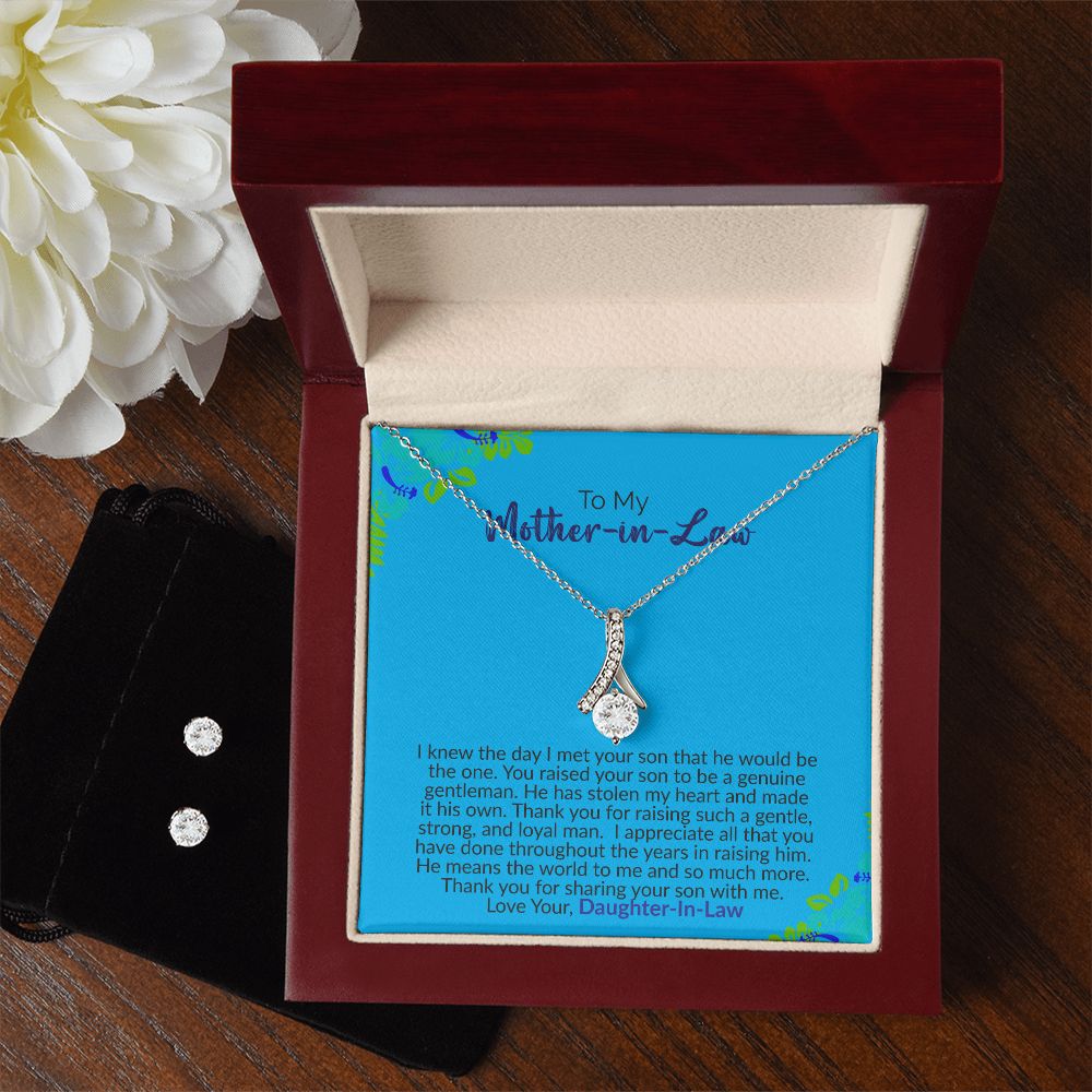 To My Mother-In-Law | Love Your Daughter-In-Law | Alluring Beauty Necklace and Cubic Zirconia Earring Set