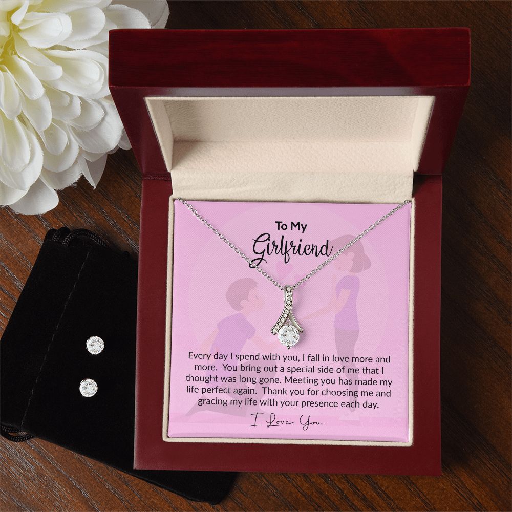 To My Girlfriend | I Love You | Alluring Beauty Necklace and Cubic Zirconia Earring Set