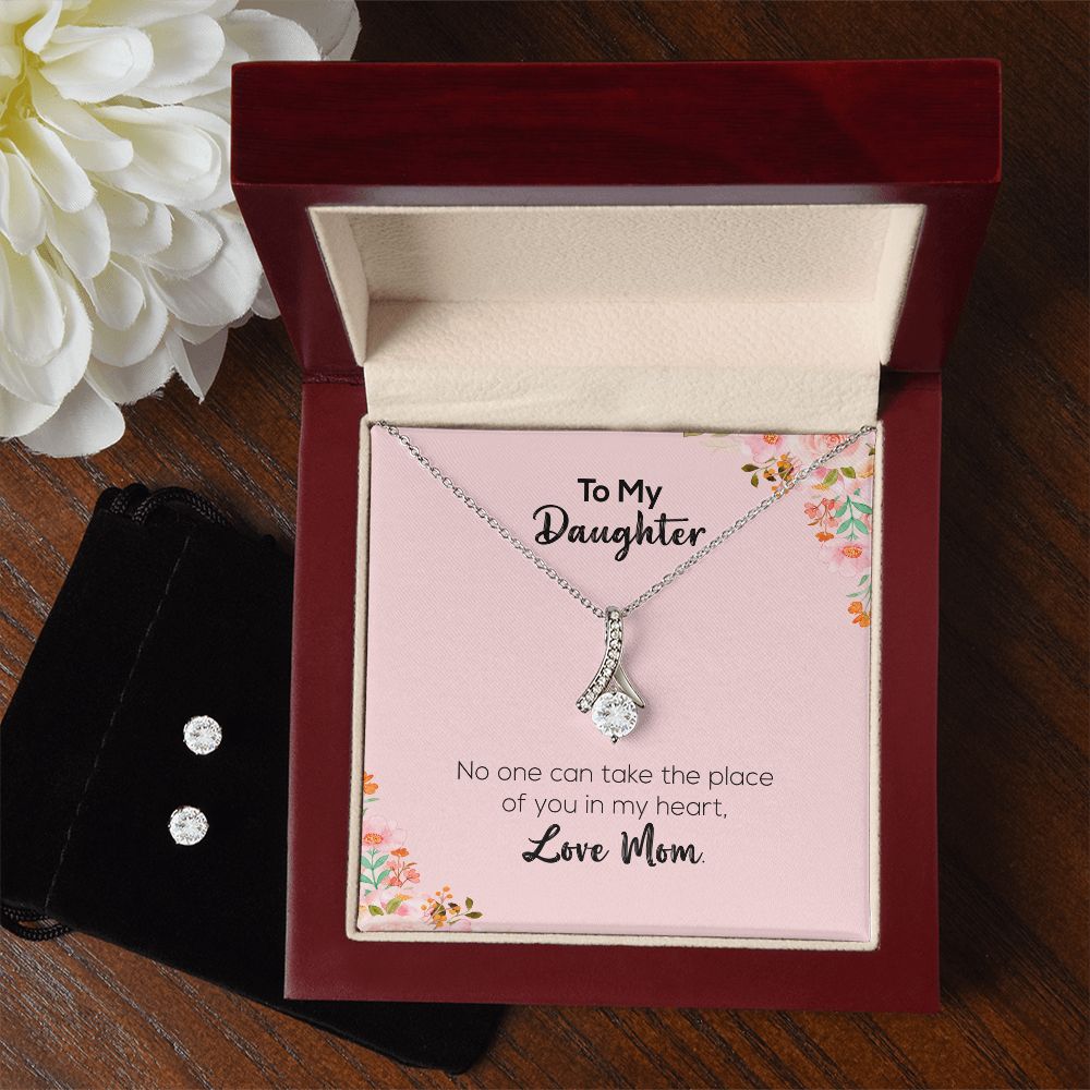 To My Daughter | Love Mom | Alluring Beauty Necklace and Cubic Zirconia Earring Set
