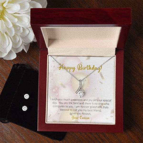 Happy Birthday | Love Your Cousin | Alluring Beauty Necklace and Cubic Zirconia Earring Set